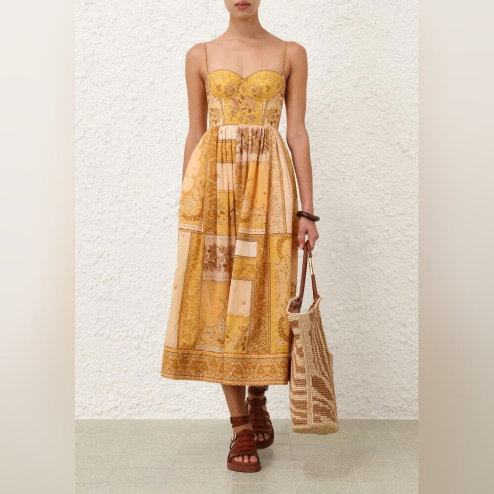 NWT !Zimmermann  bandana-print cotton-voile midi dress